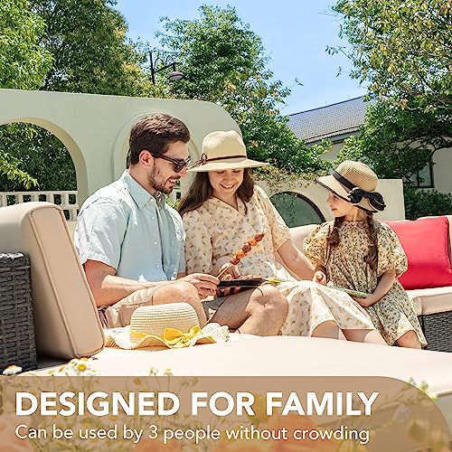 5 Pieces All Weather Wicker Rattan Patio Sofa Set with Cushion and Glass Table D98615