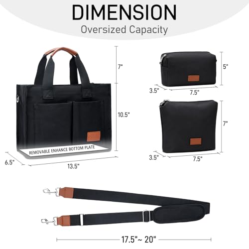 Large Canvas Tote Bag with Zipper and Compartments M172