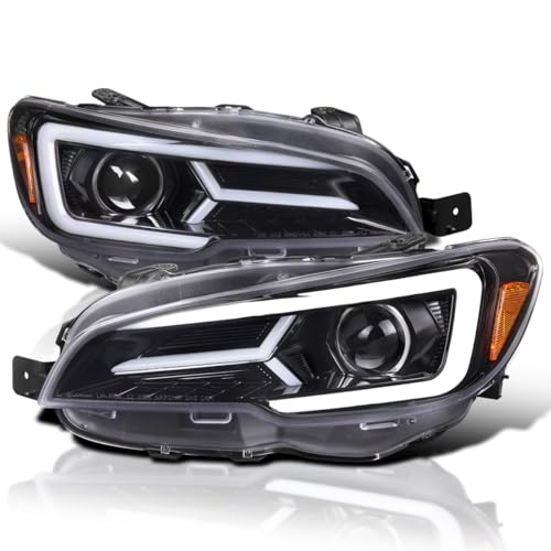 Black Projector Headlights with Sequential LED Turn Signal, L + R Pair Headlamp Assembly A9082
