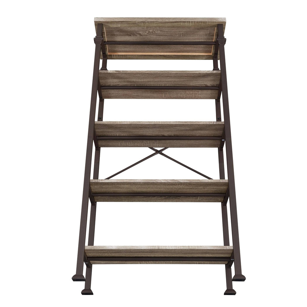 5-Tier Grey Oak Metal Bookshelf F350