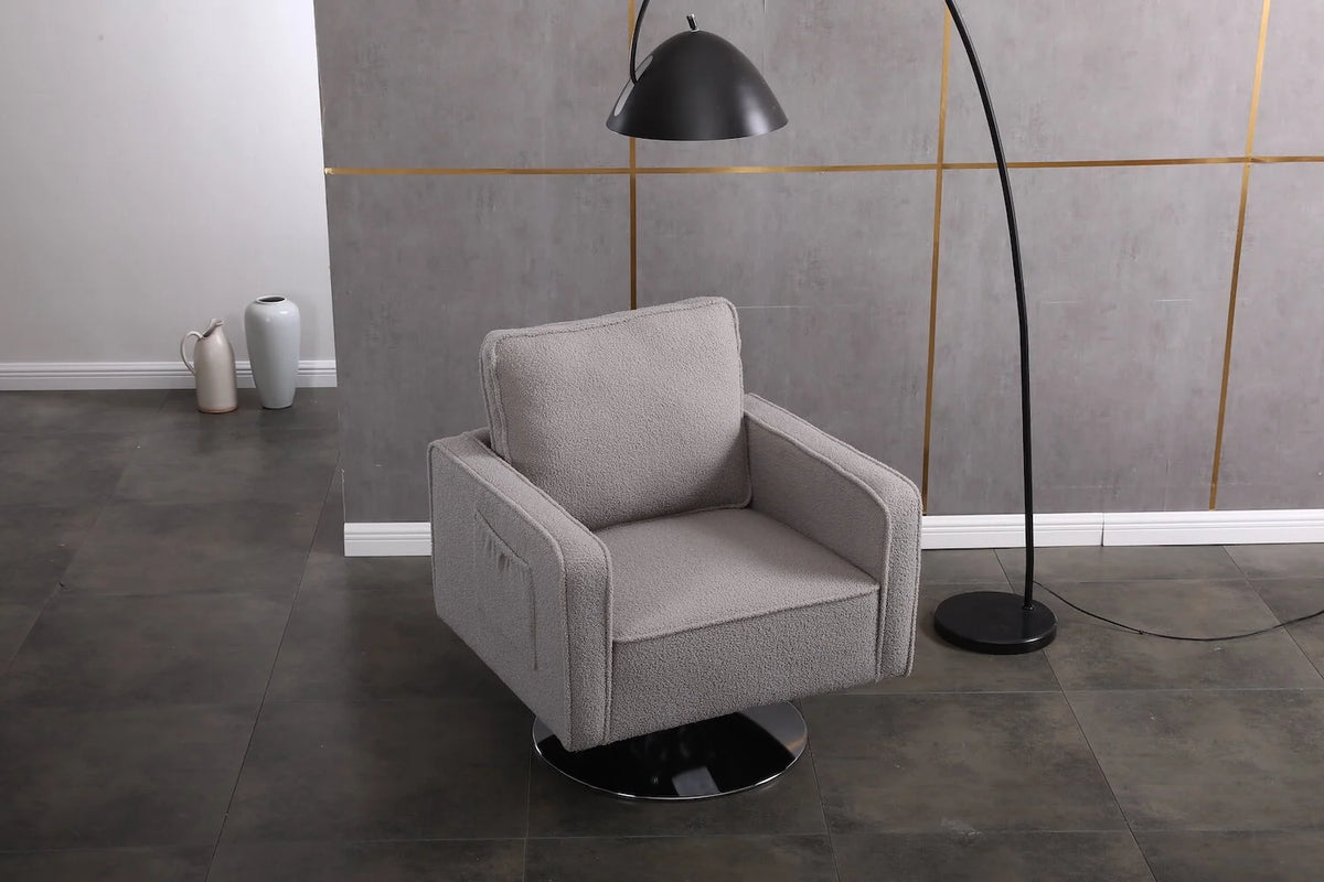 Grey Teddy Fabric Swivel Accent Chair K707
