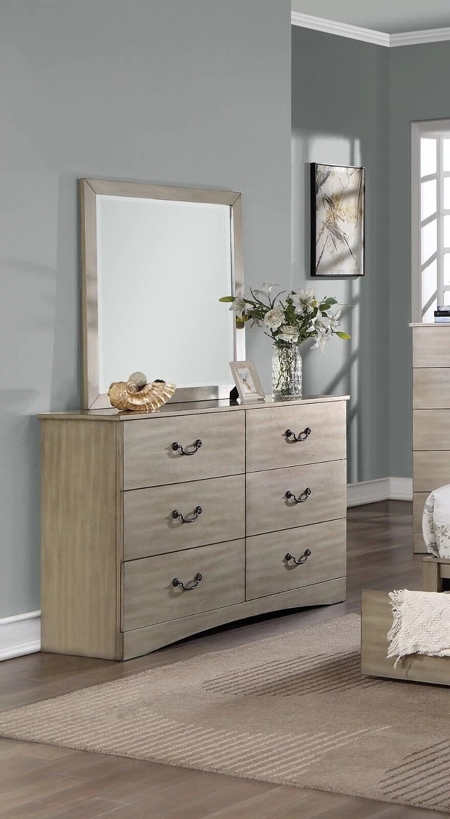 Cal King Size 6pc Bedroom Set with Dresser Mirror Nightstands Chest K89945