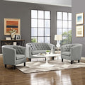 Light Gray 3 Piece Upholstered Fabric Loveseat and Armchair Set W582651