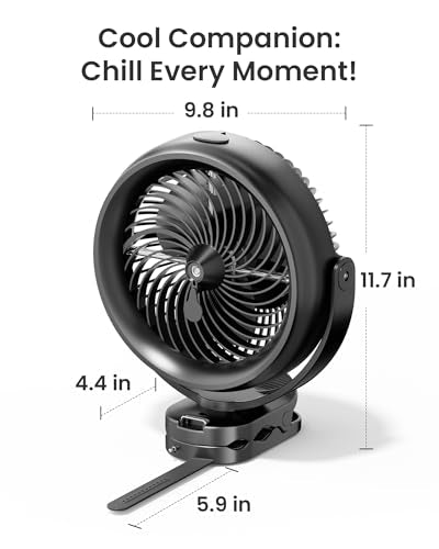 10000mAh Portable Clip on Fan with LED Lantern and Hook S572350