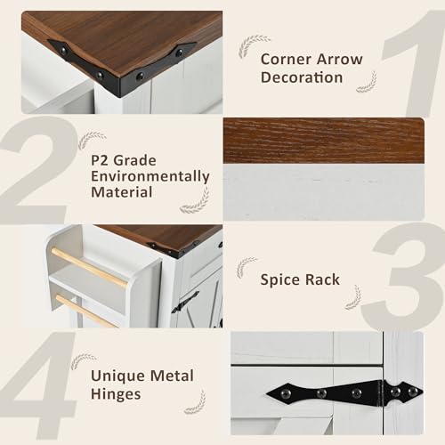 53.5'' Mobile Kitchen Island with Power Outlet W960385