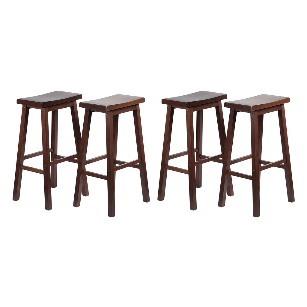 Walnut 29-Inch Saddle Seat Counter Stools Set of 4 E561257