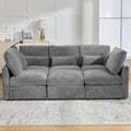 6 Seater Reversible Modular Sectional Sofa Sleeper Couch Bed Chenille Upholstered with USB Ports M557