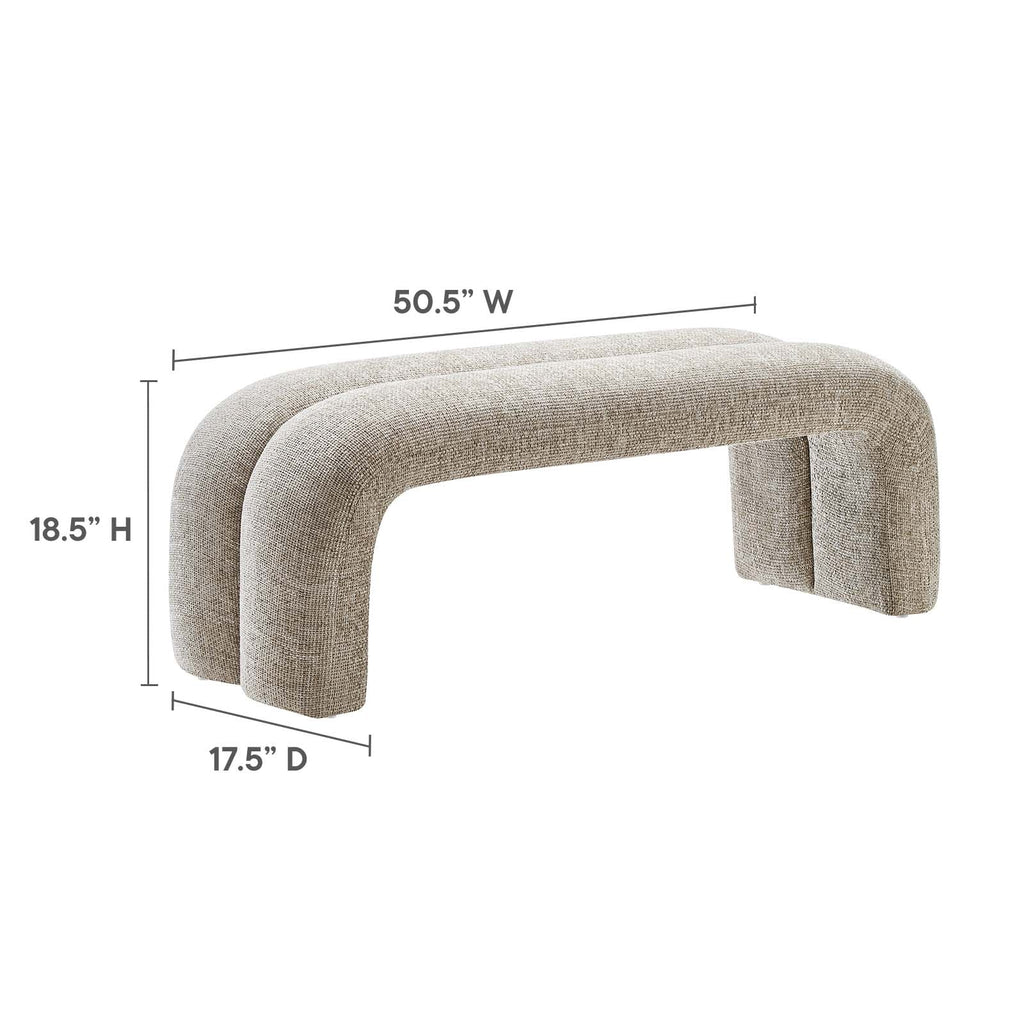 Khaki Chenille Upholstered Accent Bench W410