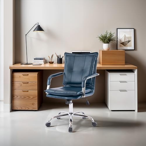 Brown Leather Ergonomic Office Chair with Arms G574980
