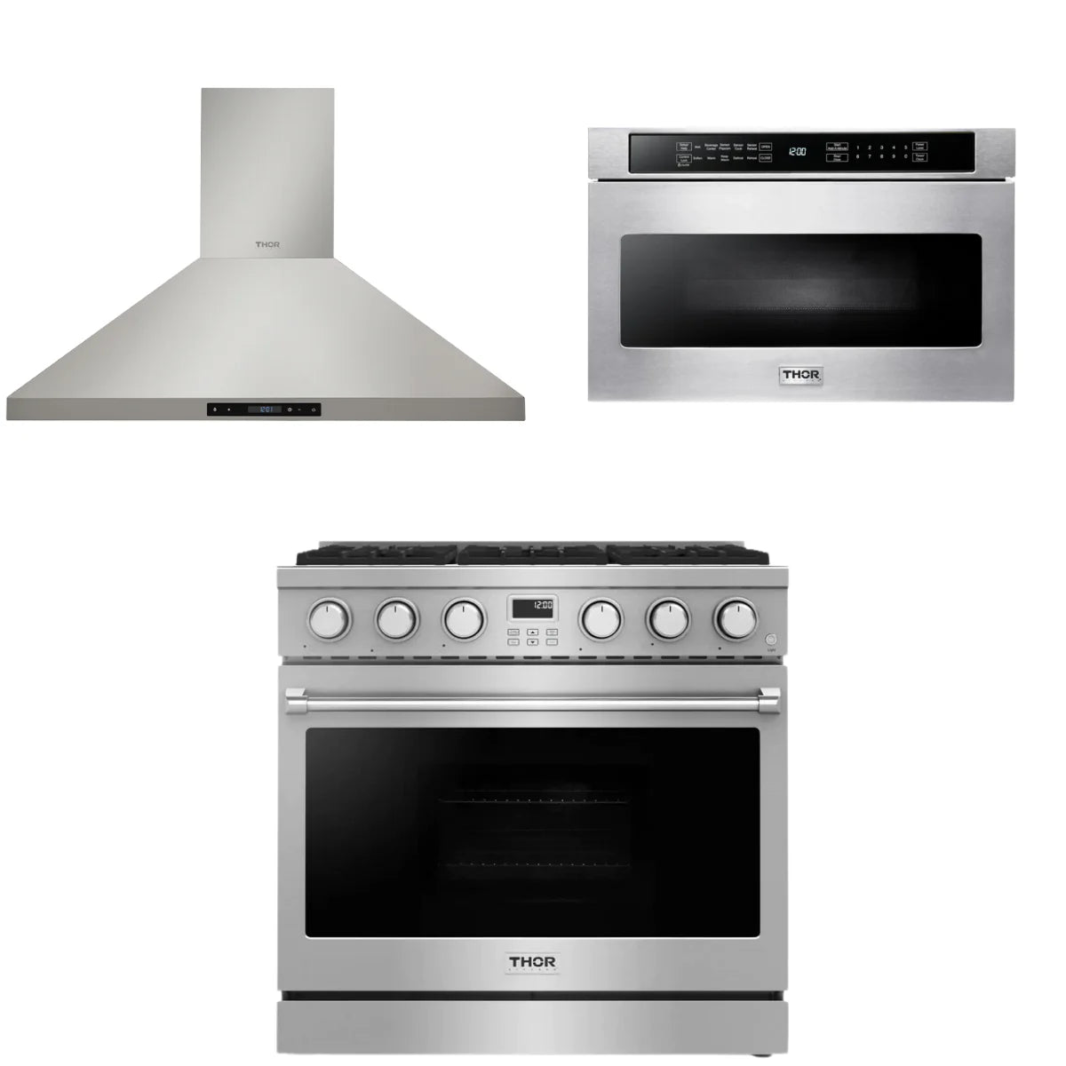 36 Gas Range, Range Hood and Microwave O961