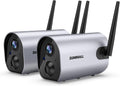 Wireless Outdoor WiFi Security Camera, Rechargeable Battery Powered, 2PCS P1221