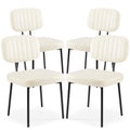 Upholstered Dining Chairs Set of 4 Faux Leather Metal Legs Black Q8007