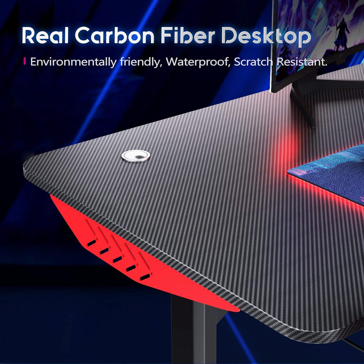 L Shaped Gaming Desk with Mouse Pad and Cup Holder D338835
