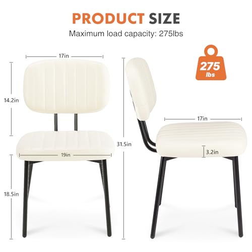 Upholstered Dining Chairs Set of 4 Faux Leather Metal Legs Black Q8007