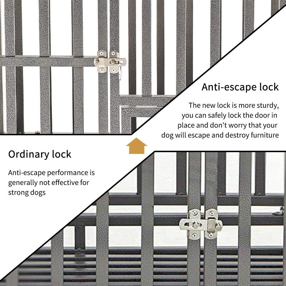 38 Heavy Duty Metal Dog Crate with Double Doors and Wheels, Black L214996