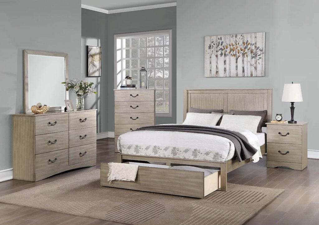 Cal King Size 6pc Bedroom Set with Dresser Mirror Nightstands Chest K89945