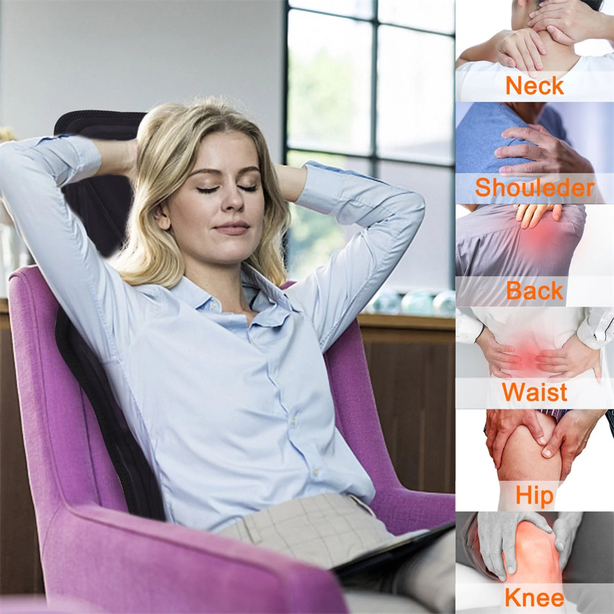 8 Mode Heated Electric Kneading Massage Seat Cushion Y72671