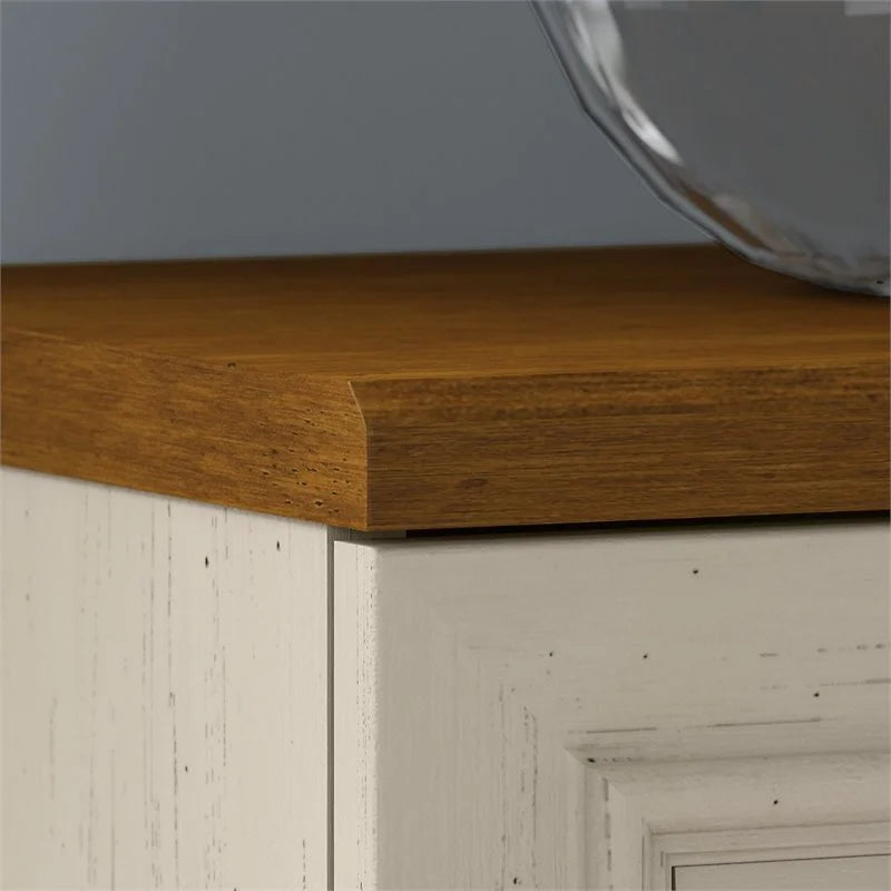 Antique White Engineered Wood Storage Cabinet with Doors F1436