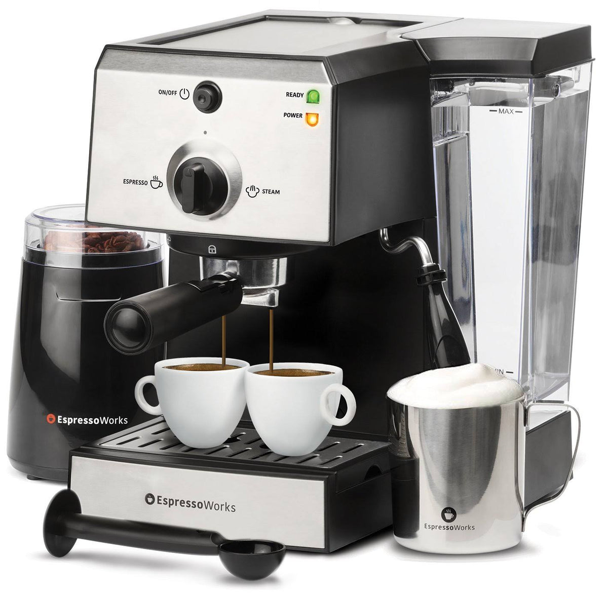 7 PC Espresso Machine & Cappuccino Maker with Steamer & Frother V916