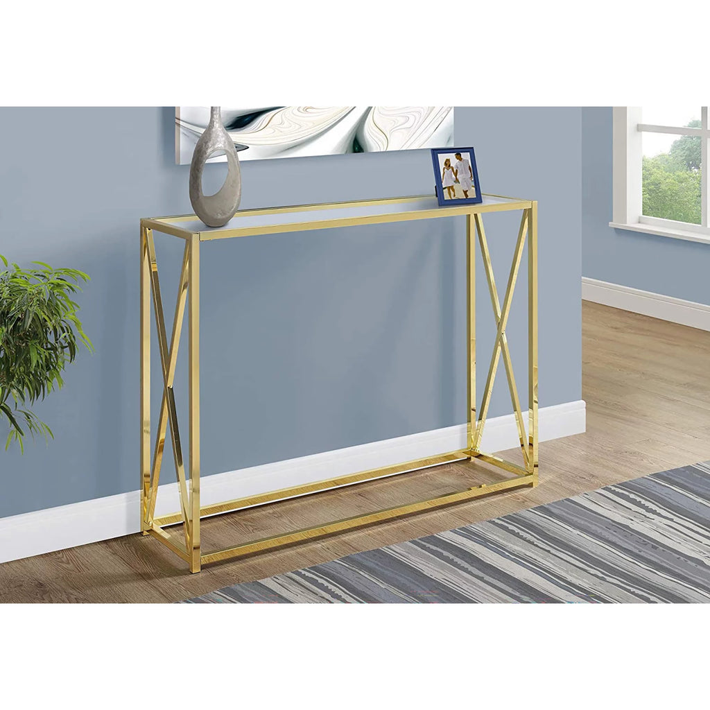 42.25 Inch Glass Top Console Accent Table J95705