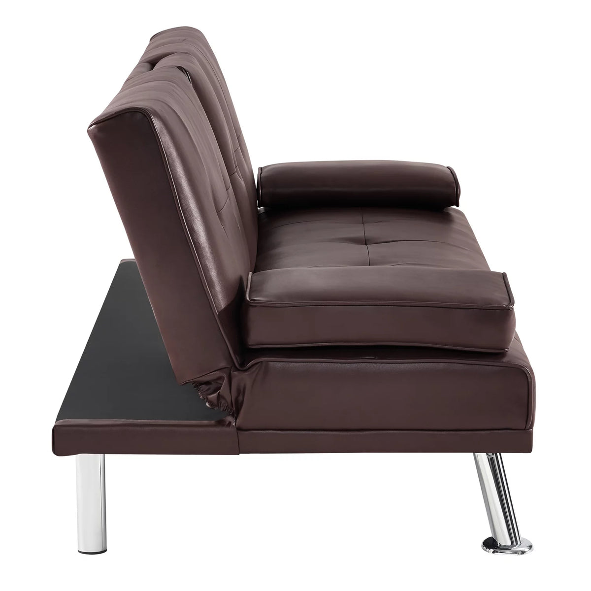 Espresso Futon Sofa with Armrest and Cupholders B6844