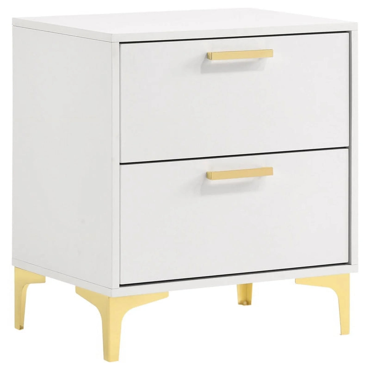 4-piece Wood California King Bedroom Set in White and Gold W772373