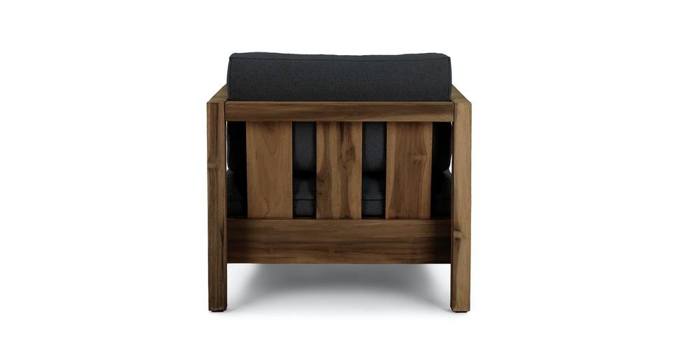 Black Outdoor Lounge Chair Solid Teak U83632