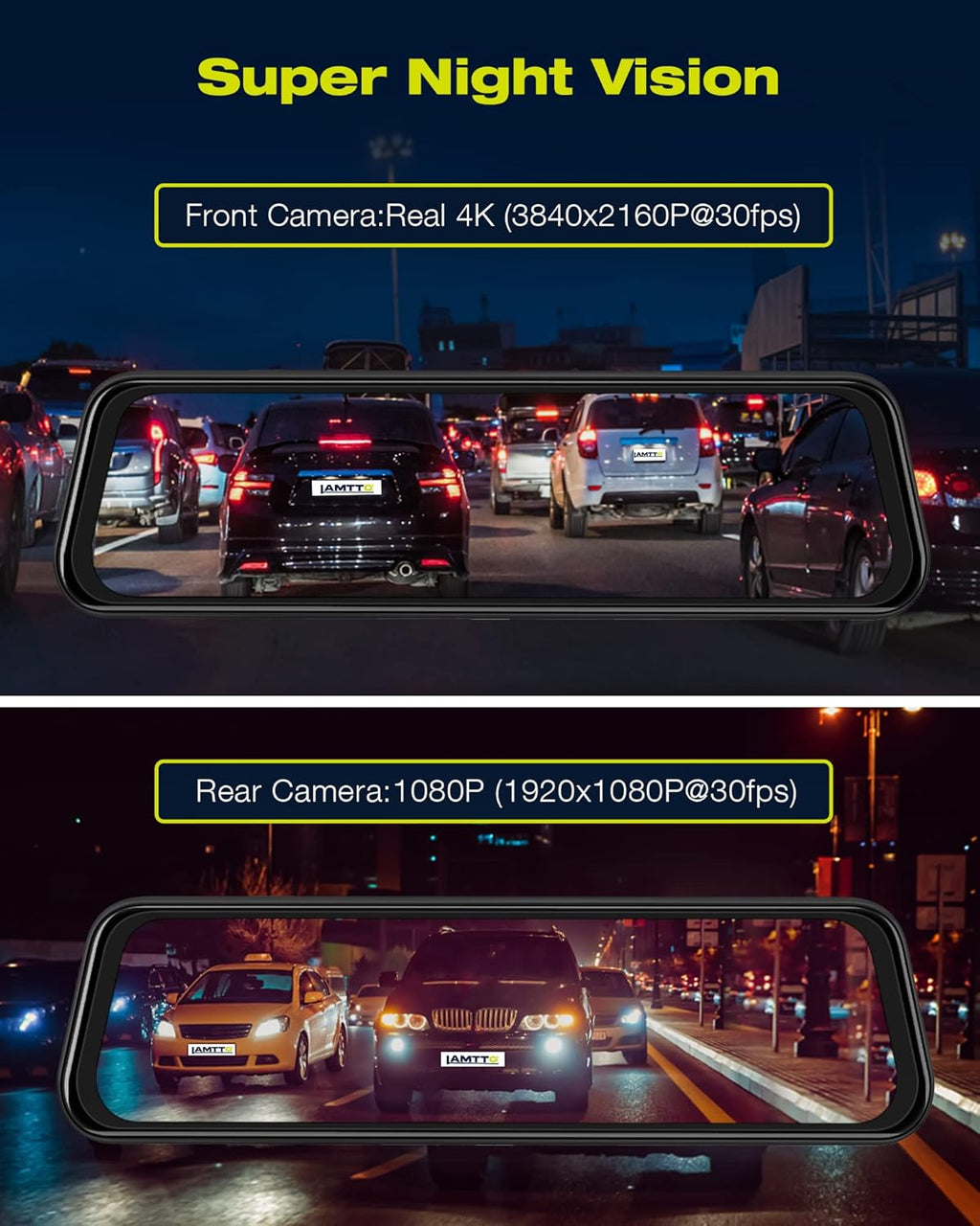 4K Dual Dash Cam Front and Rear with Night Vision Touch Screen Z8447