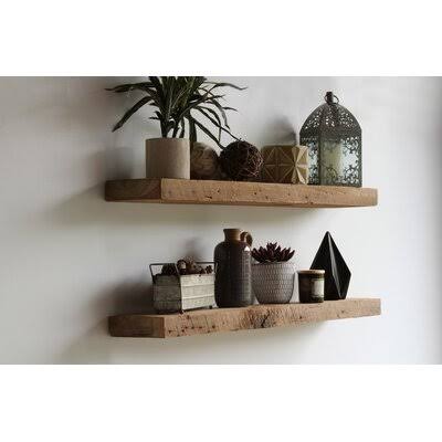 Reclaimed Barn Wood Floating Accent Wall Shelf Set of 2 U903