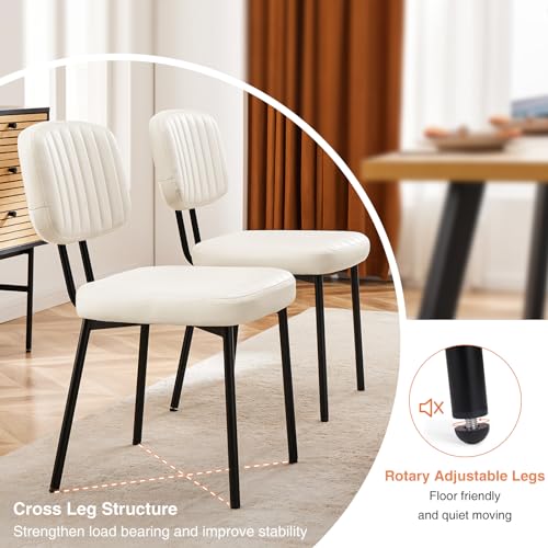 Upholstered Dining Chairs Set of 4 Faux Leather Metal Legs Black Q8007
