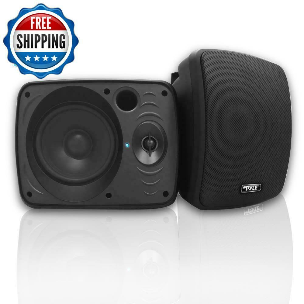 Black Wireless Waterproof Bluetooth Speaker System Set 2 W261335