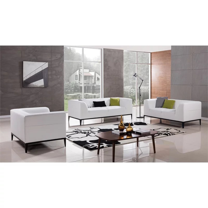 White Faux Leather Sofa P13287