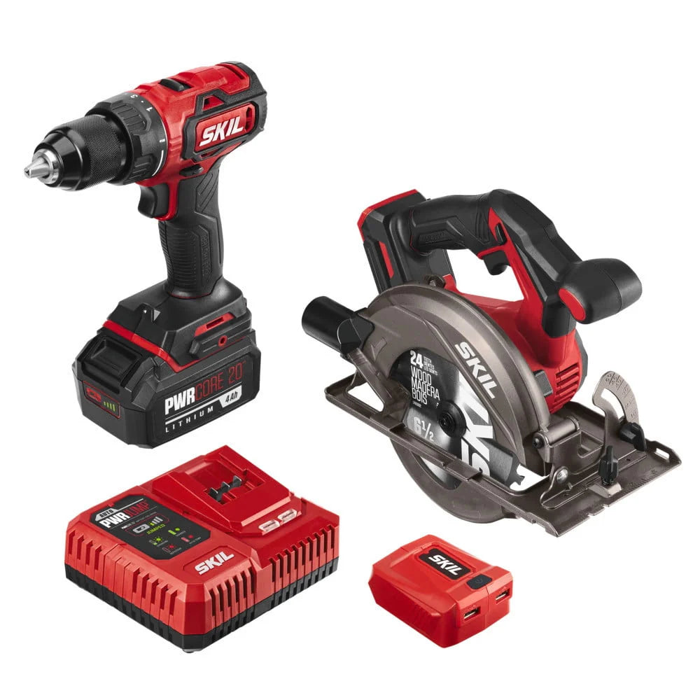 Brushless 20V Cordless Drill Driver and Circular Saw Kit Set with 4.0Ah Battery I85257