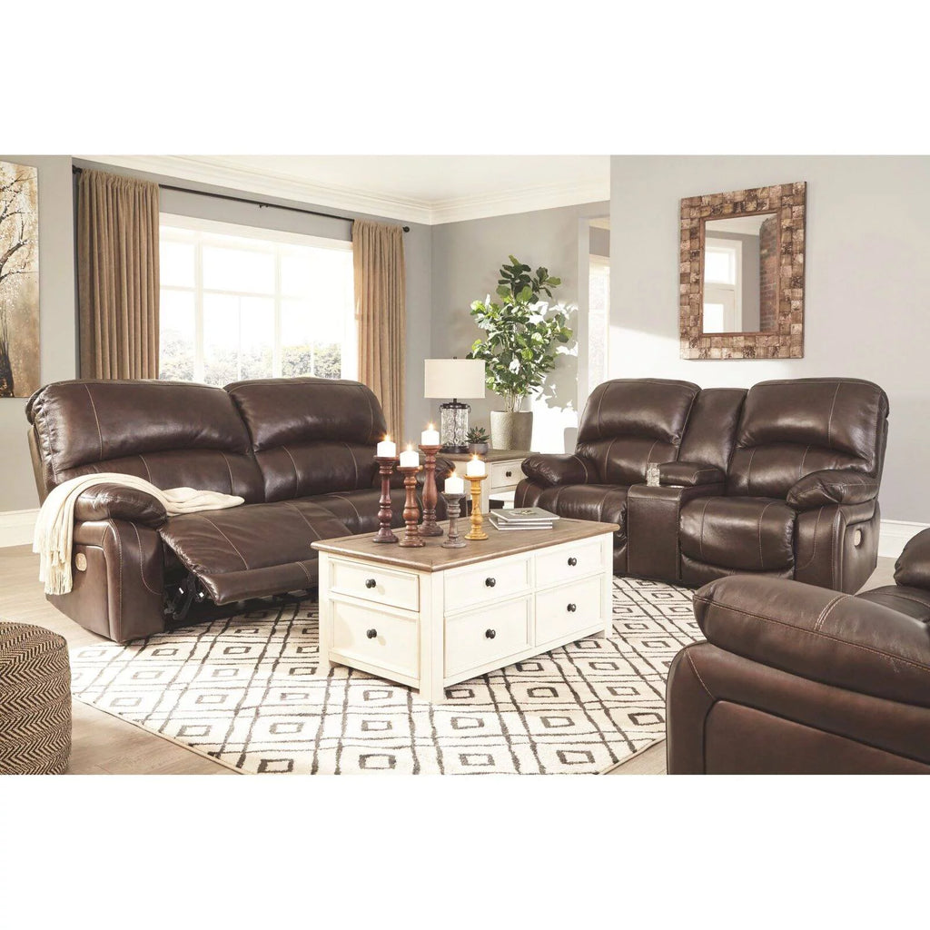 Gray Leather Power Reclining Sofa V17151