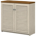 Antique White Engineered Wood Storage Cabinet with Doors F1436