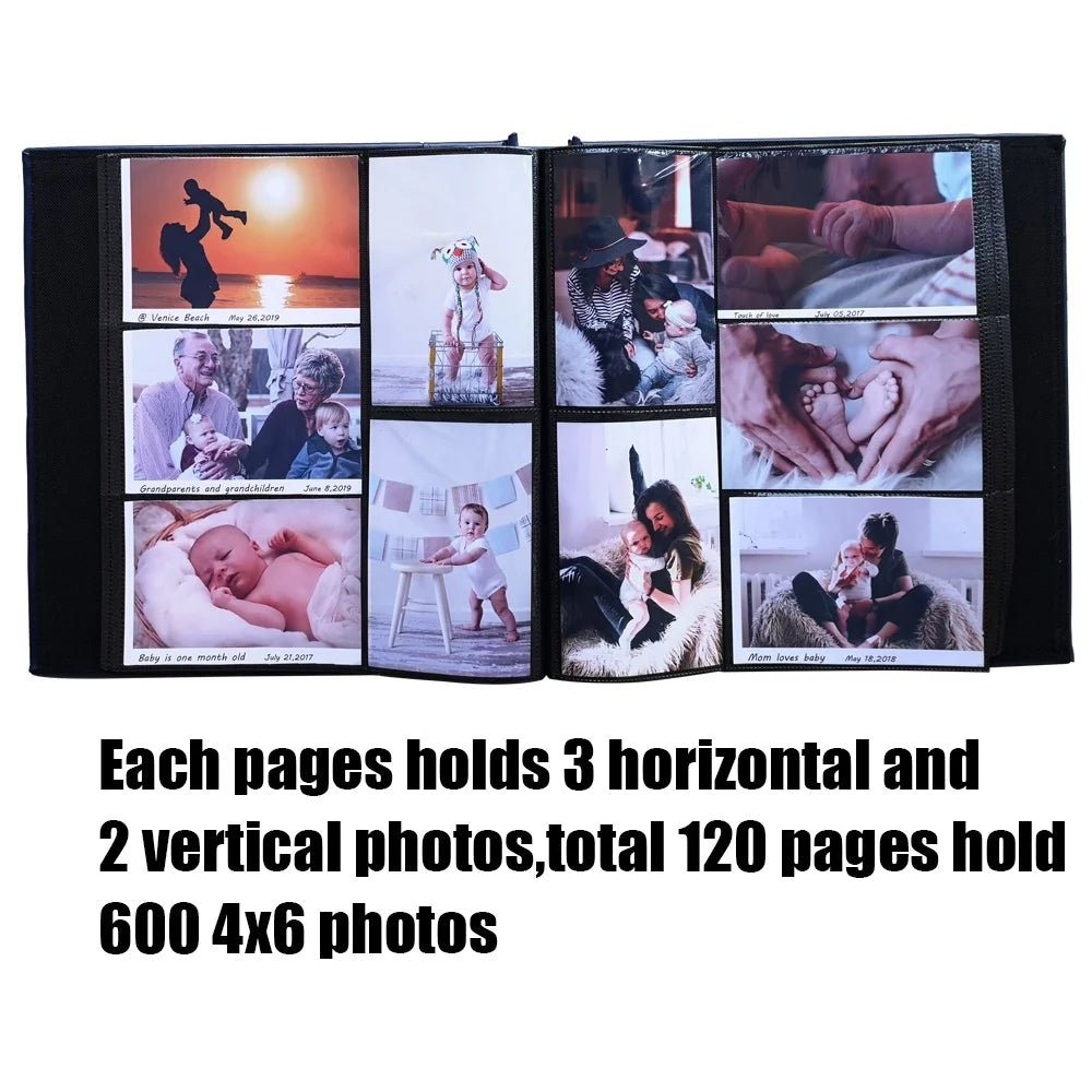4x6 600 Pockets Photo Album with Leather Cover Y56244