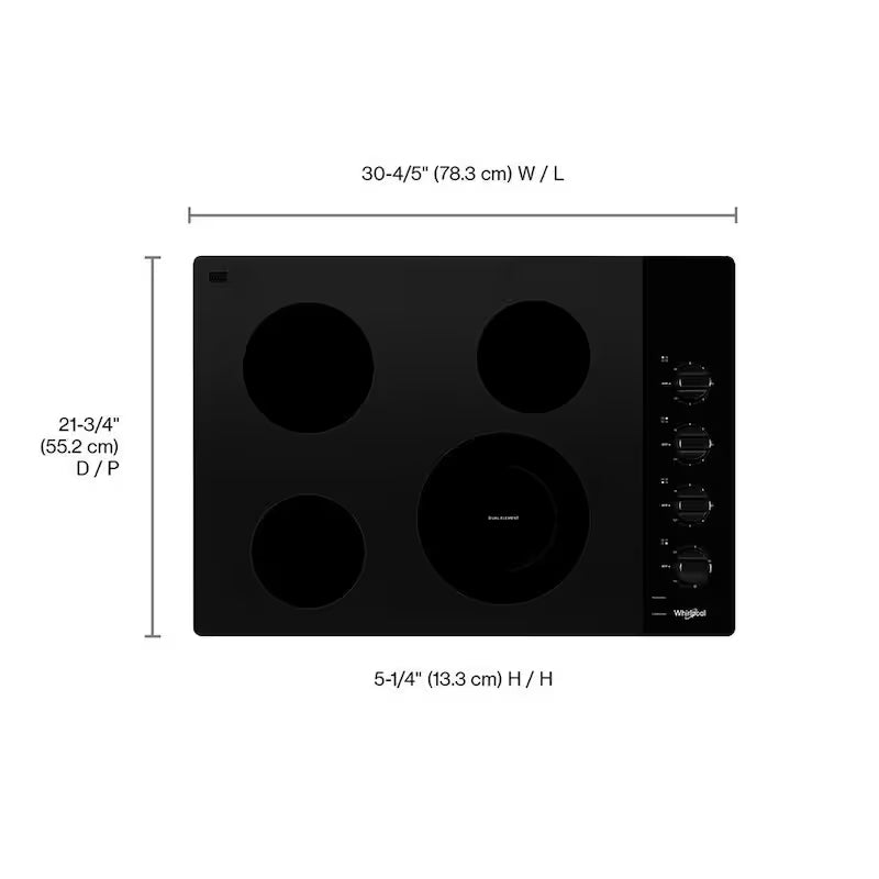 30 in. Black Electric Ceramic Glass Cooktop with 4 Elements O100516