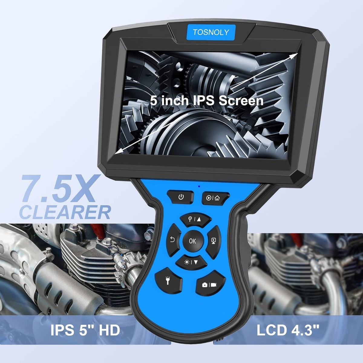 5mm Dual Lens Borescope Inspection Camera with 5 inches Monitor I410979