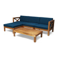 Acacia Wood 5 Piece 3-Seater Sectional Sofa Set W5484