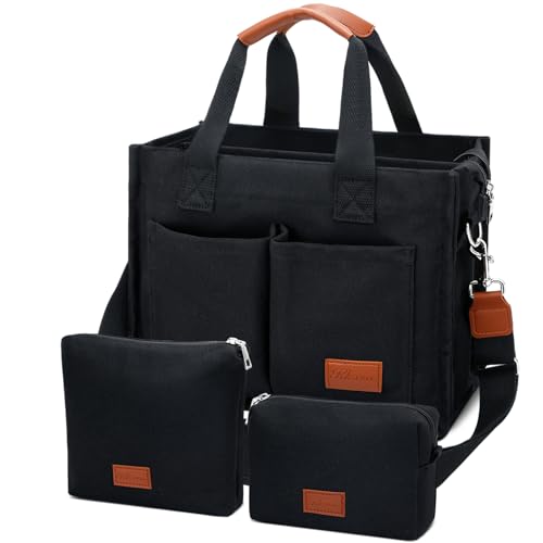 Large Canvas Tote Bag with Zipper and Compartments M172