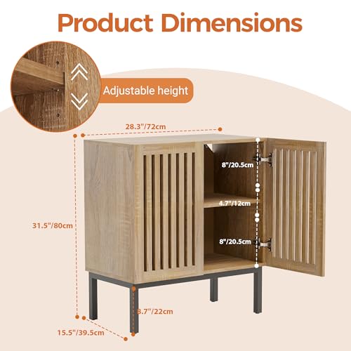 Buffet Cabinet with Storage, 2 Doors with Metal Base and Adjustable Shelf K538
