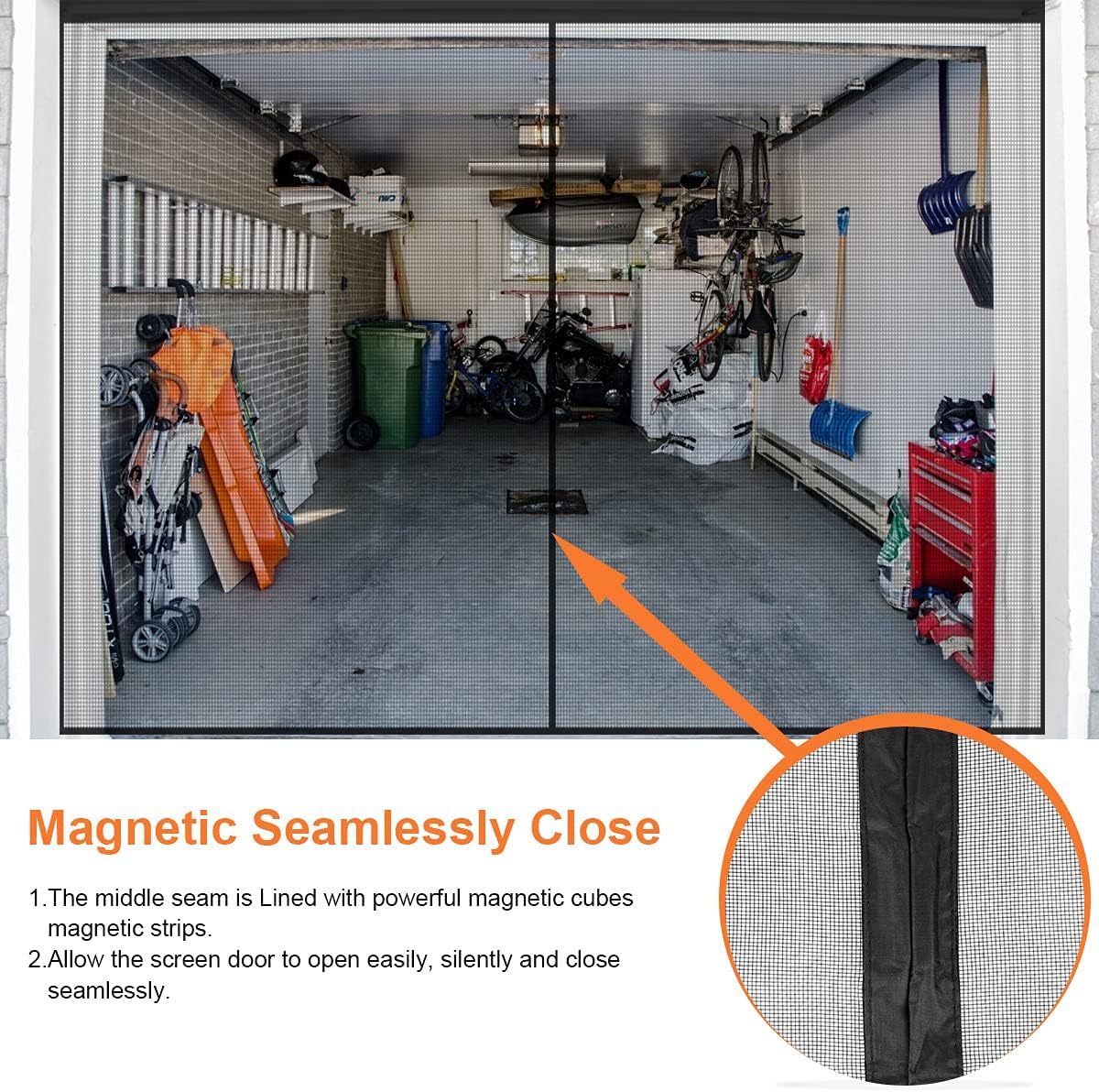 16x7FT Fiberglass Mesh Garage Door Screen with Magnetic, Pack of 2 S169
