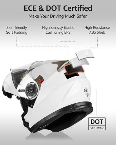 DOT Approved Full Face Motorcycle Helmet with Flip Up Dual Visor K5336