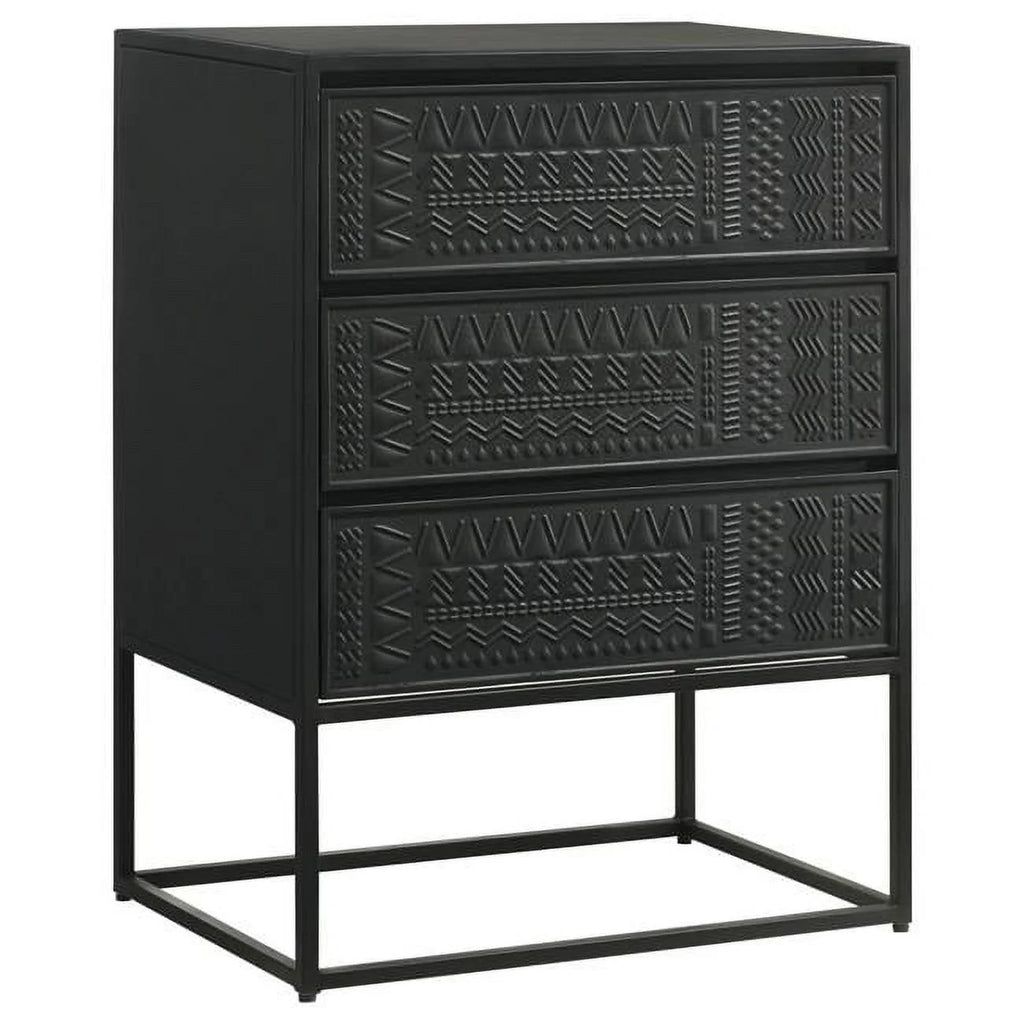 Black 40 in. 3 Drawer Mango Wood Accent Cabinet A5415