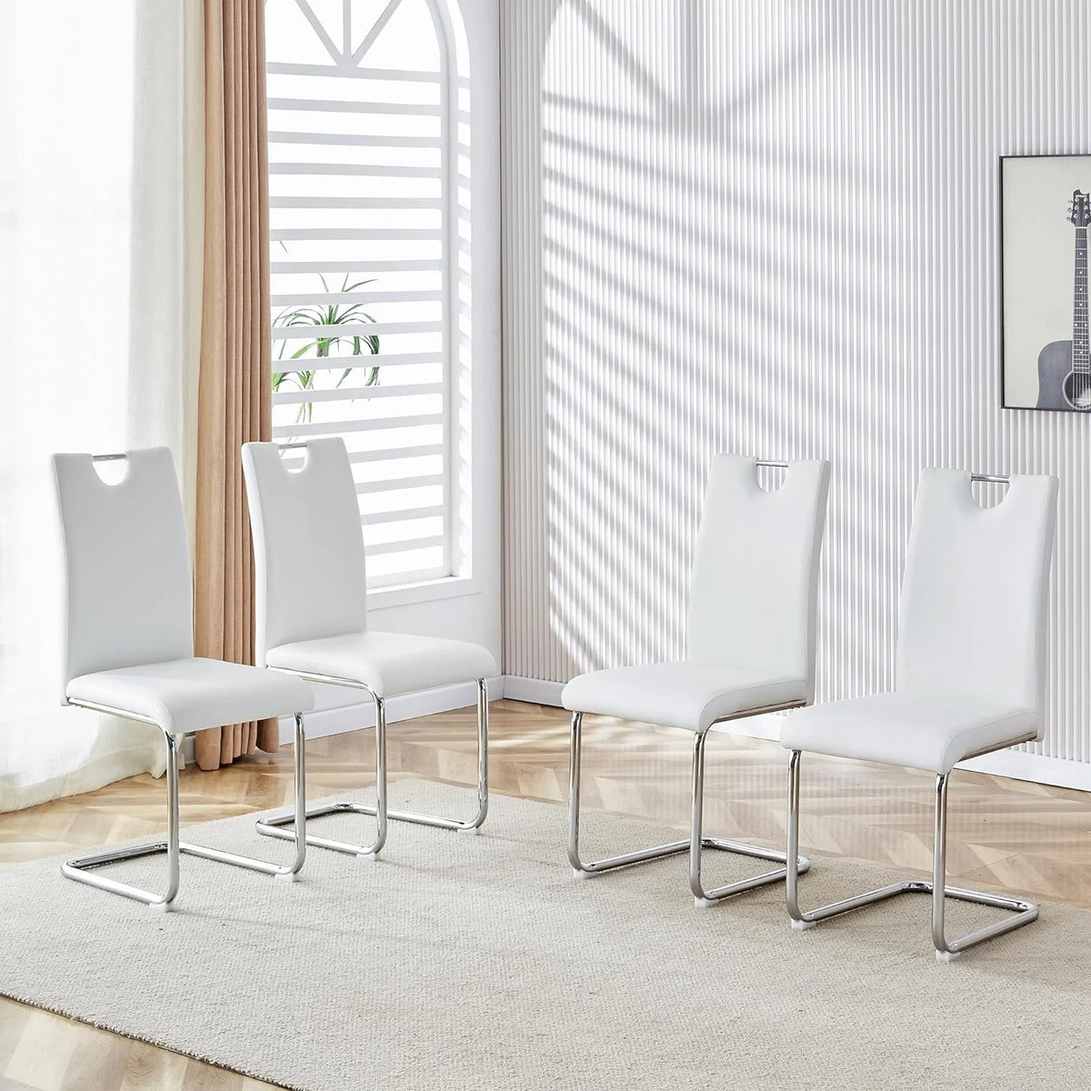 White 5 Piece Round Dining Table Set T959516