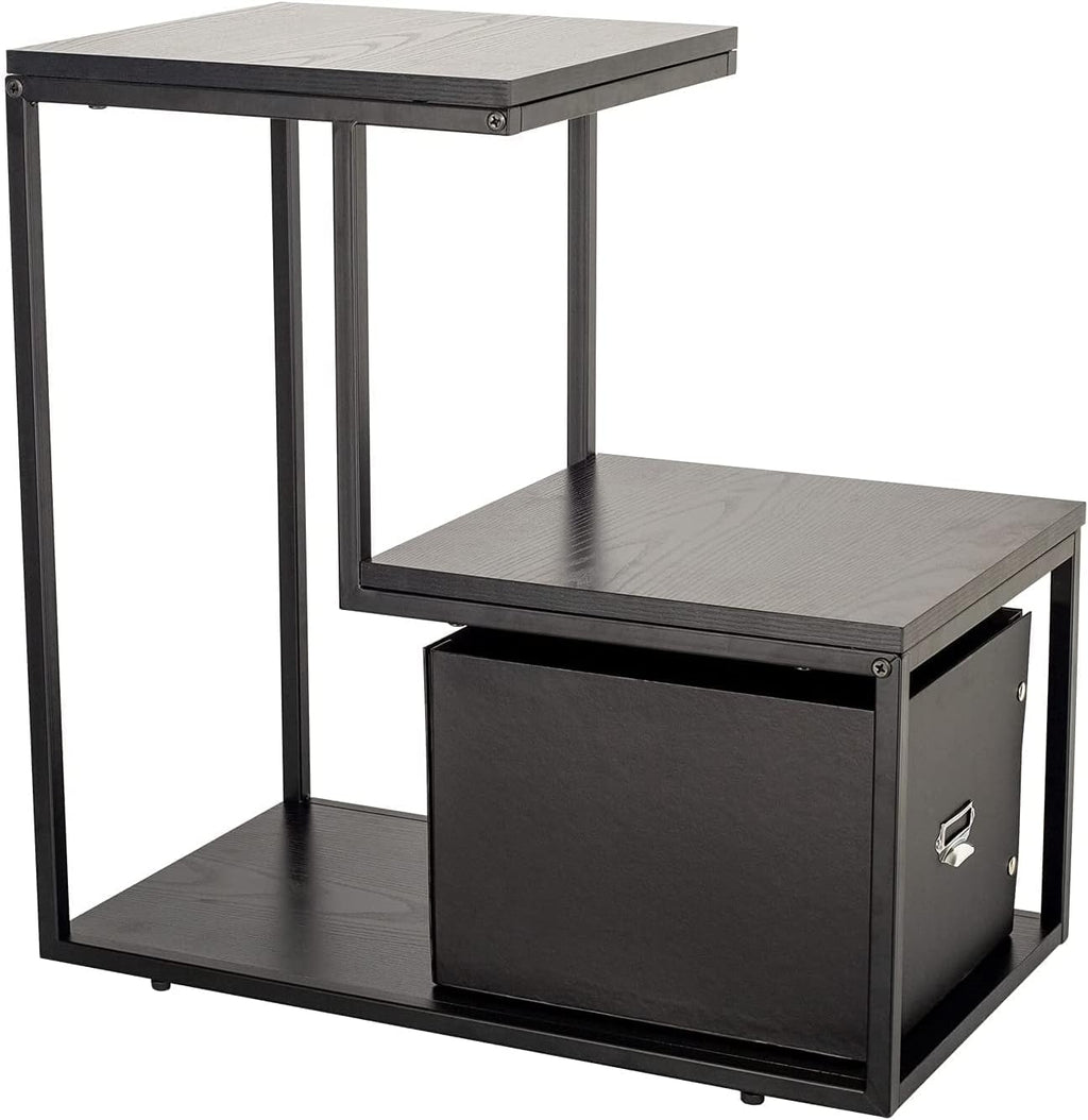 Small Wooden Sofa Side Table with Storage Shelf and 2 Drawers Y18130