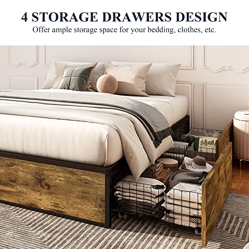 Industrial Storage Bed with Drawers Full Size T611064