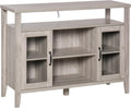 Grey Storage Sideboard with 3 Compartments and 2 Glass Door Cabinets P11609