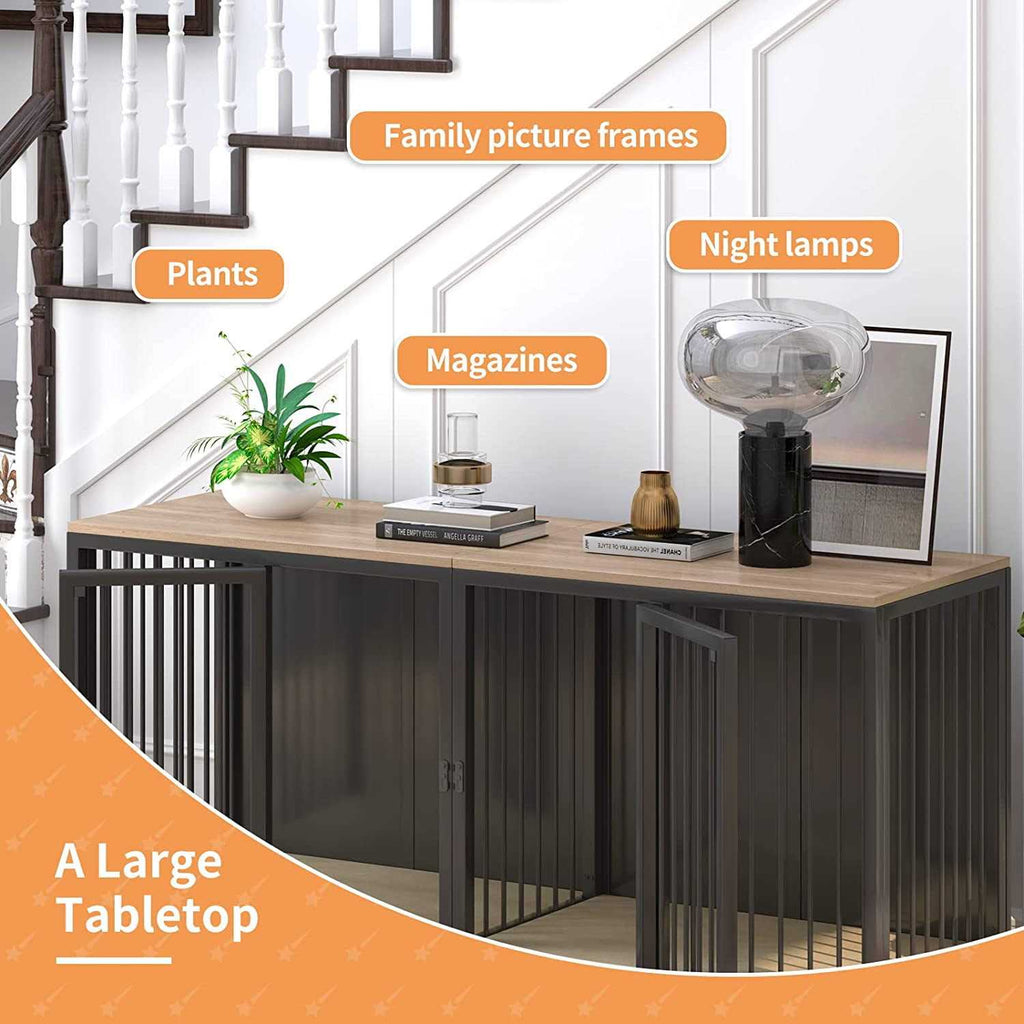 Wooden Dog Crate Table with Double Doors F7446