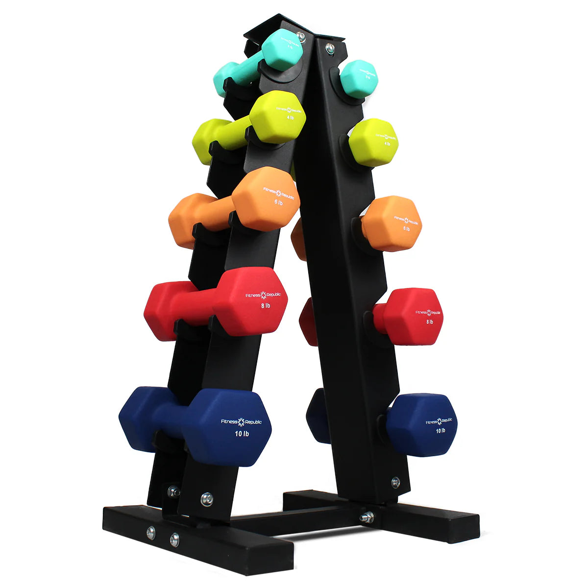 Neoprene Dumbbells with 5 Tier Rack L889
